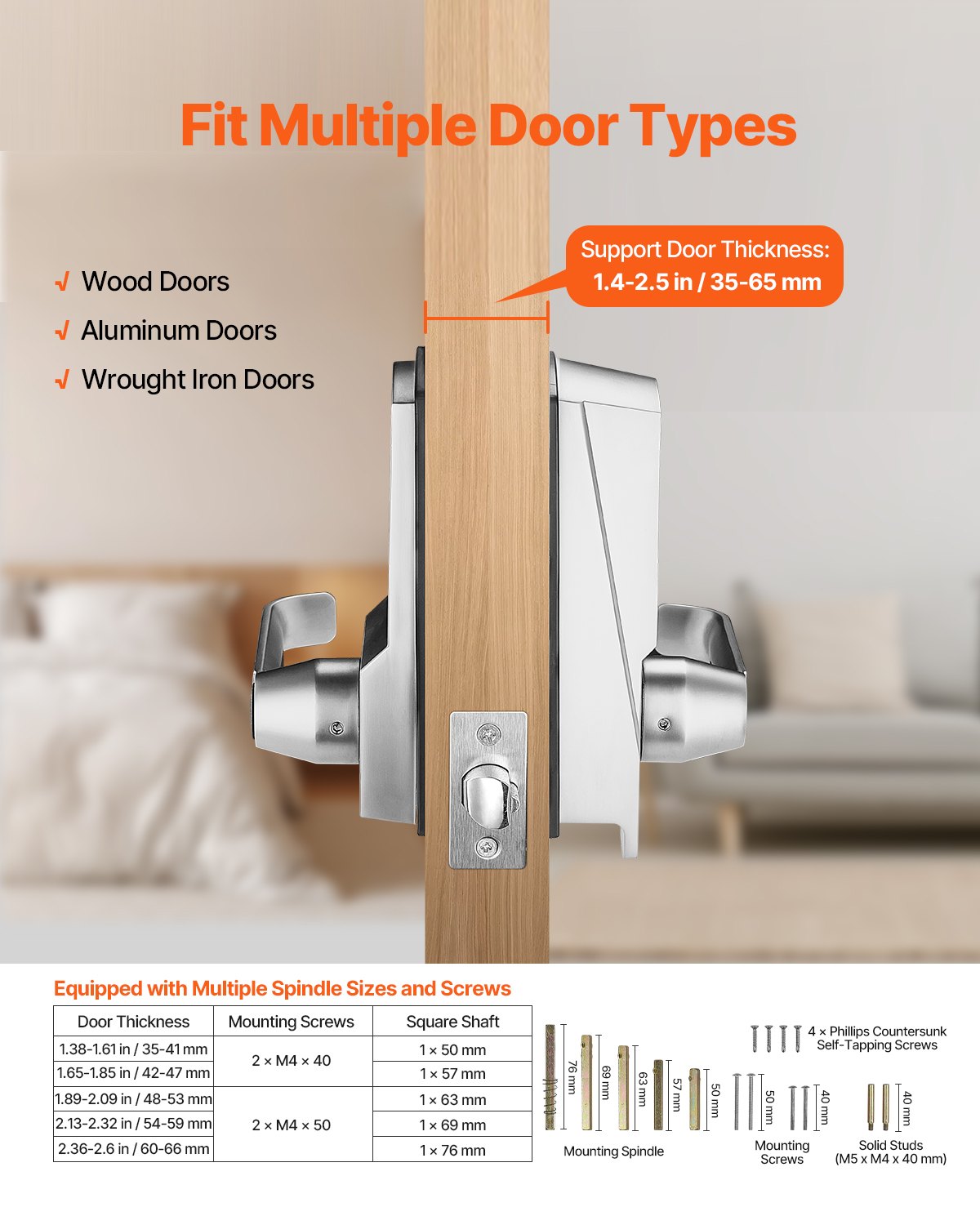 Mechanical Keyless Entry Door Lock, 14 Key Mechanical Door Lock with Keys, Mechanical Keypad Door Lock with V952-JXMMSQRSSZMM4OC12V0