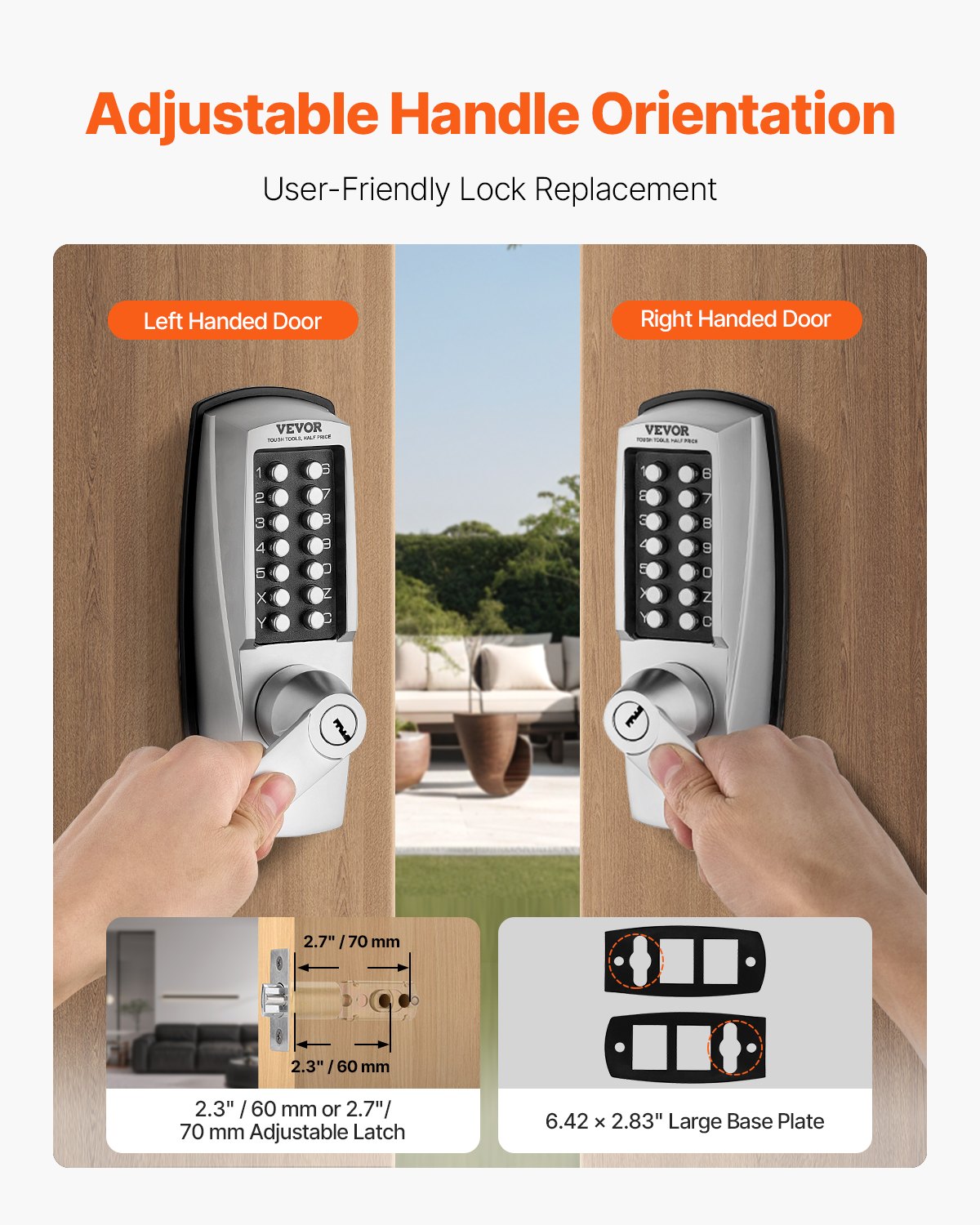 Mechanical Keyless Entry Door Lock, 14 Key Mechanical Door Lock with Keys, Mechanical Keypad Door Lock with V952-JXMMSQRSSZMM4OC12V0