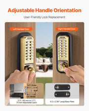 Mechanical Keyless Entry Door Lock, 14 Key Mechanical Door Lock, Mechanical Keypad Door Lock with Handle, V952-JXMMSQRSSZMM8DYARV0