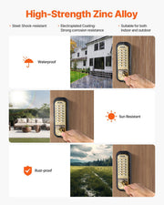 Mechanical Keyless Entry Door Lock, 14 Key Mechanical Door Lock, Mechanical Keypad Door Lock with Handle, V952-JXMMSQRSSZMM8DYARV0