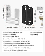 Mechanical Keyless Entry Door Lock, 14 Key Mechanical Door Lock, Mechanical Keypad Door Lock with Handle, V952-JXMMSQRSSZMM988L0V0