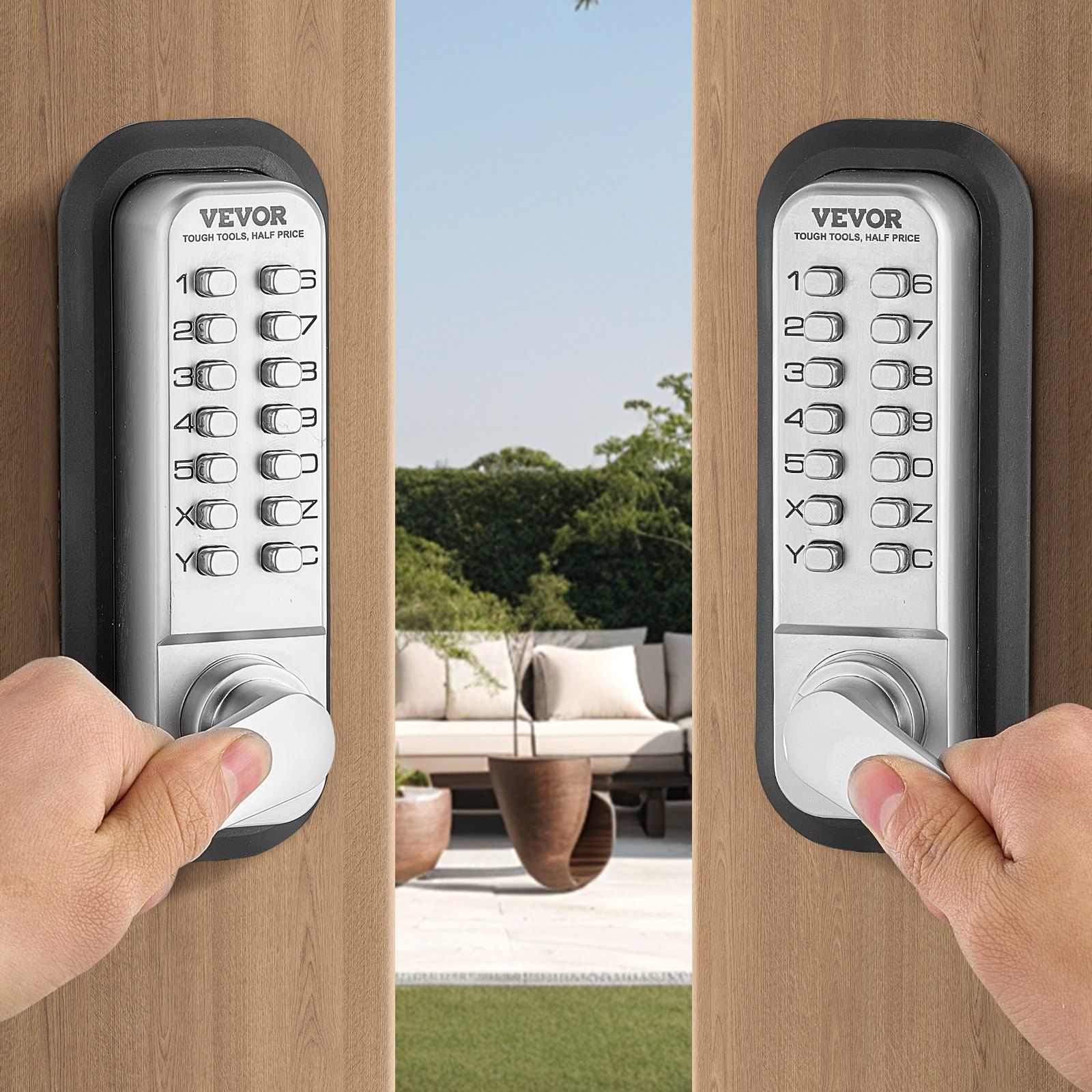 Mechanical Keyless Entry Door Lock, 14 Key Mechanical Door Lock, Mechanical Keypad Door Lock with Handle, V952-JXMMSQRSSZMM988L0V0