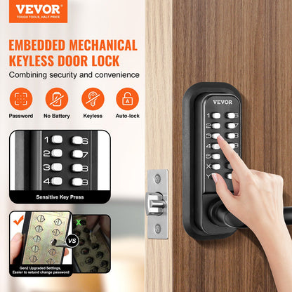 Mechanical Keyless Entry Door Lock 14 Digit Keypad and Handle Embedded V952-JXMMSQRSSZMMDZSMAV0