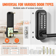 Mechanical Keyless Entry Door Lock 14 Digit Keypad and Handle Embedded V952-JXMMSQRSSZMMDZSMAV0