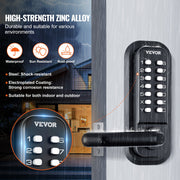 Mechanical Keyless Entry Door Lock 14 Digit Keypad and Handle Embedded V952-JXMMSQRSSZMMDZSMAV0