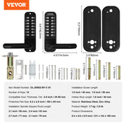 Mechanical Keyless Entry Door Lock, 14 Digit Keypad, Water-proof Zinc Alloy, Double-sided Embedded Outdoor V952-JXMMSQRSSZMMUEQJ6V0