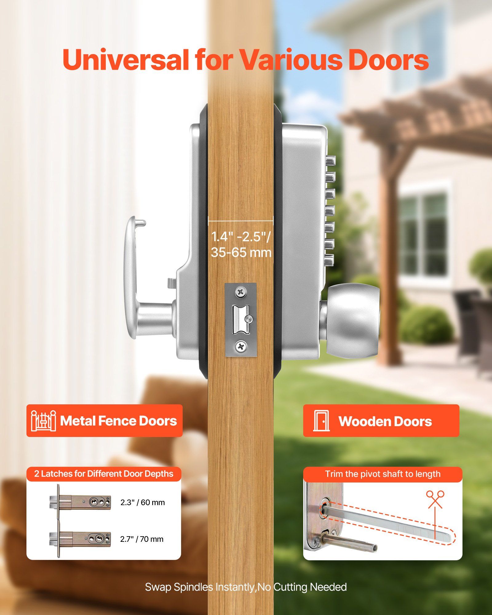 Mechanical Keyless Entry Door Lock, 2.0 Code Upgrade, 4-7 Digits Code, Single-Sided Push Button Combination V952-JXMMSYSQXQRSNIU67001V0