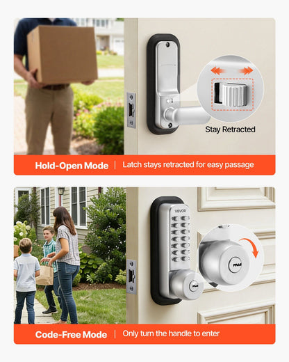 Mechanical Keyless Entry Door Lock, 2.0 Code Upgrade, 4-7 Digits Code, Single-Sided Push Button Combination V952-JXMMSYSQXQRSNIU67001V0