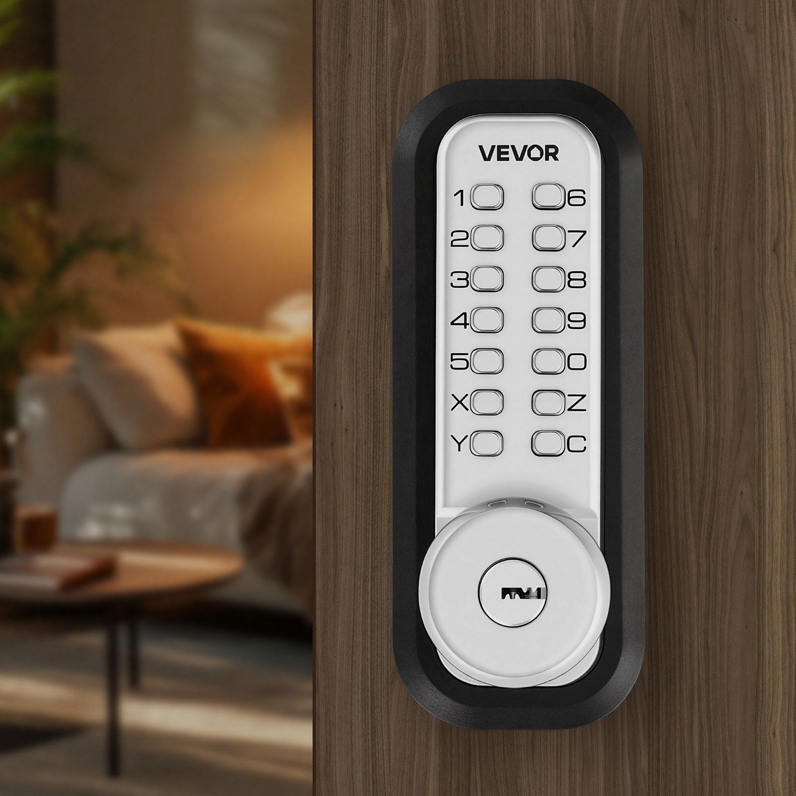 Mechanical Keyless Entry Door Lock, 2.0 Code Upgrade, 4-7 Digits Code, Single-Sided Push Button Combination V952-JXMMSYSQXQRSNIU67001V0