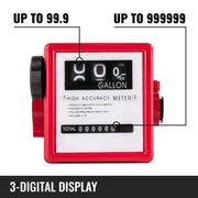 Mechanical Fuel Meter 20 GPM Fuel Flow Meter 3-Digital Batch Display Fuel Transfer Meter 2.54 cm Diesel Fuel V952-JXRYB20GPM3L00001V0