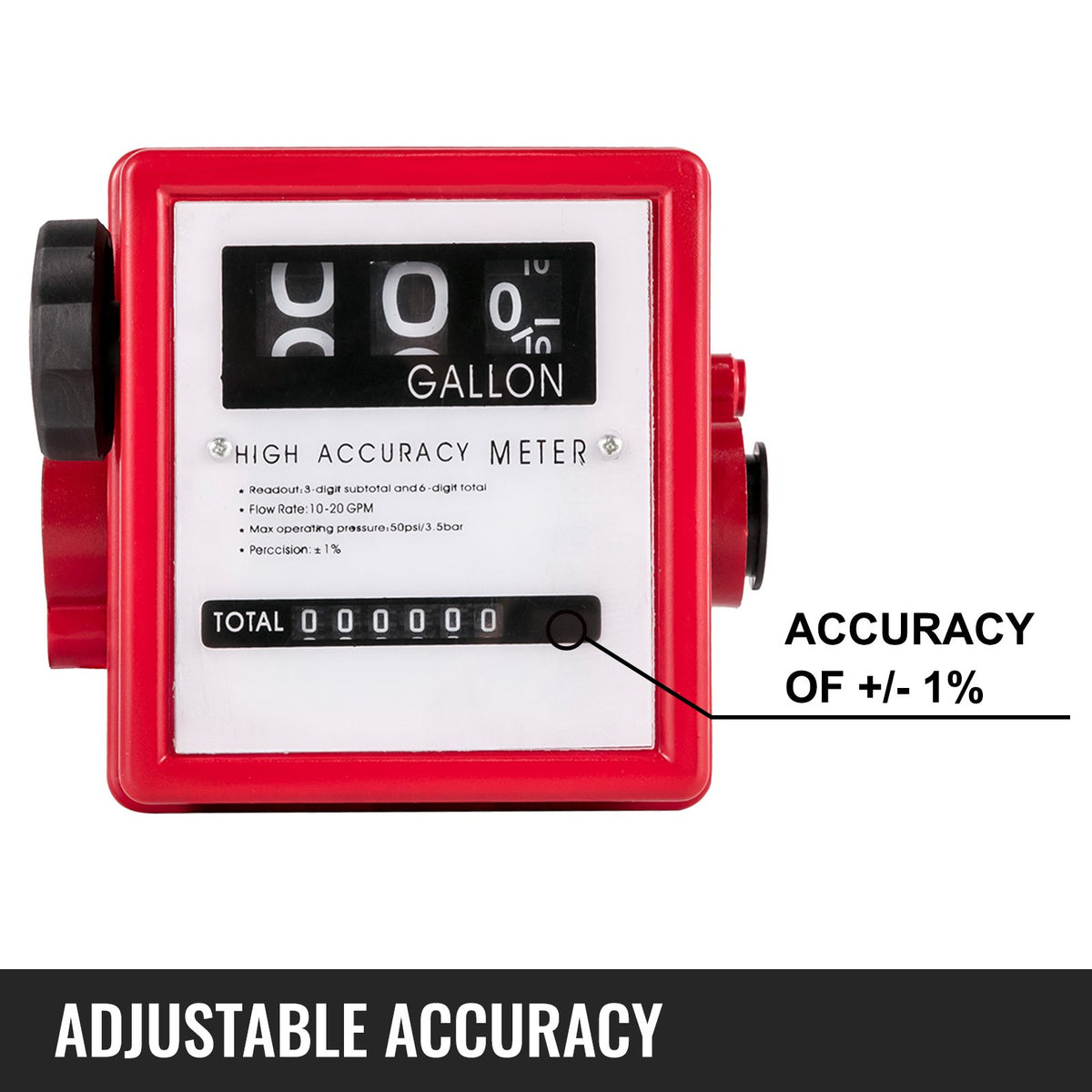 Mechanical Fuel Meter 20 GPM Fuel Flow Meter 3-Digital Batch Display Fuel Transfer Meter 2.54 cm Diesel Fuel V952-JXRYB20GPM3L00001V0