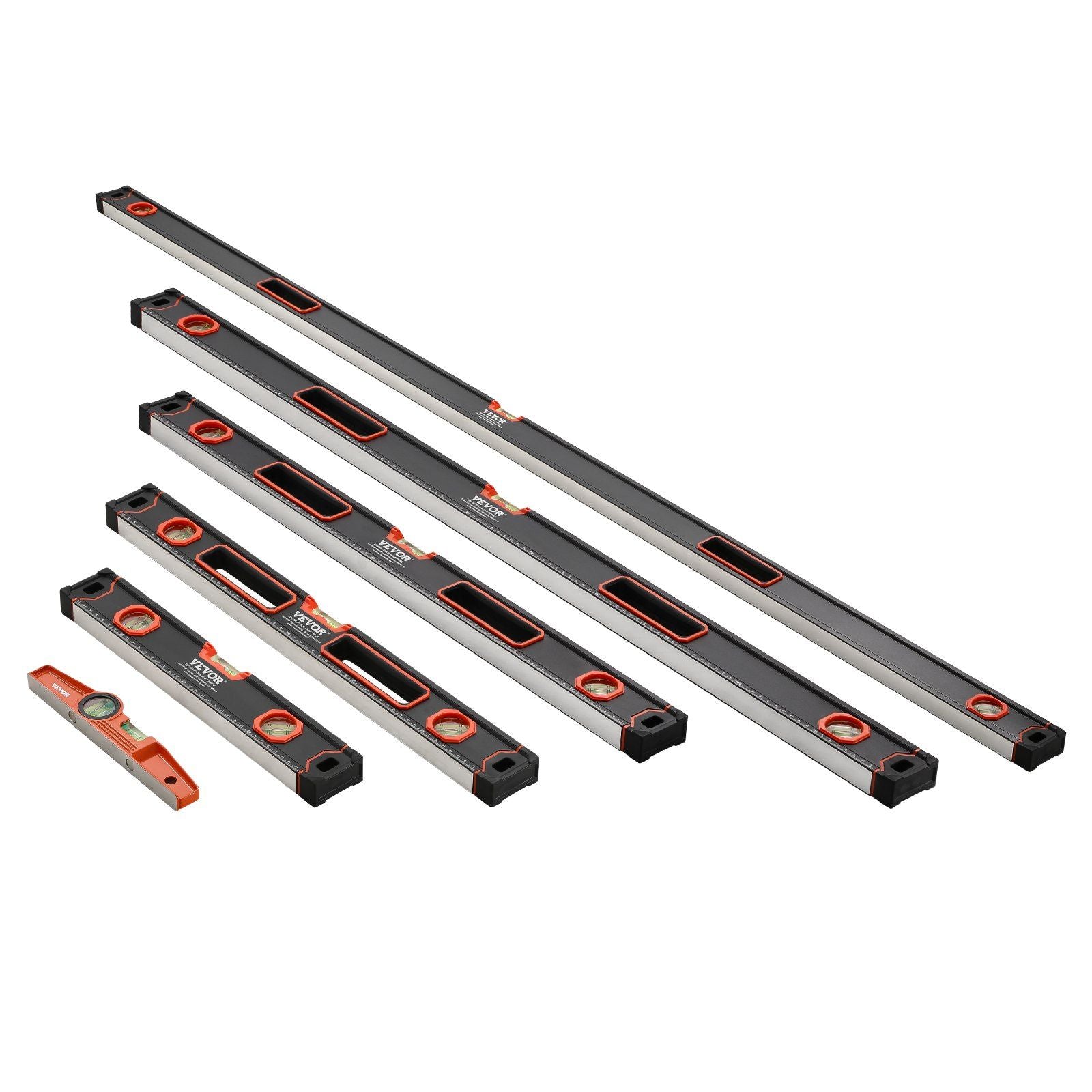 6-Piece Torpedo Level, 2000/1200/800/600/400/250 mm Box Levels Set, Bubble Vials Ruler for 45/90/180 Degree, V952-JXSPC78INCH401BF2V0