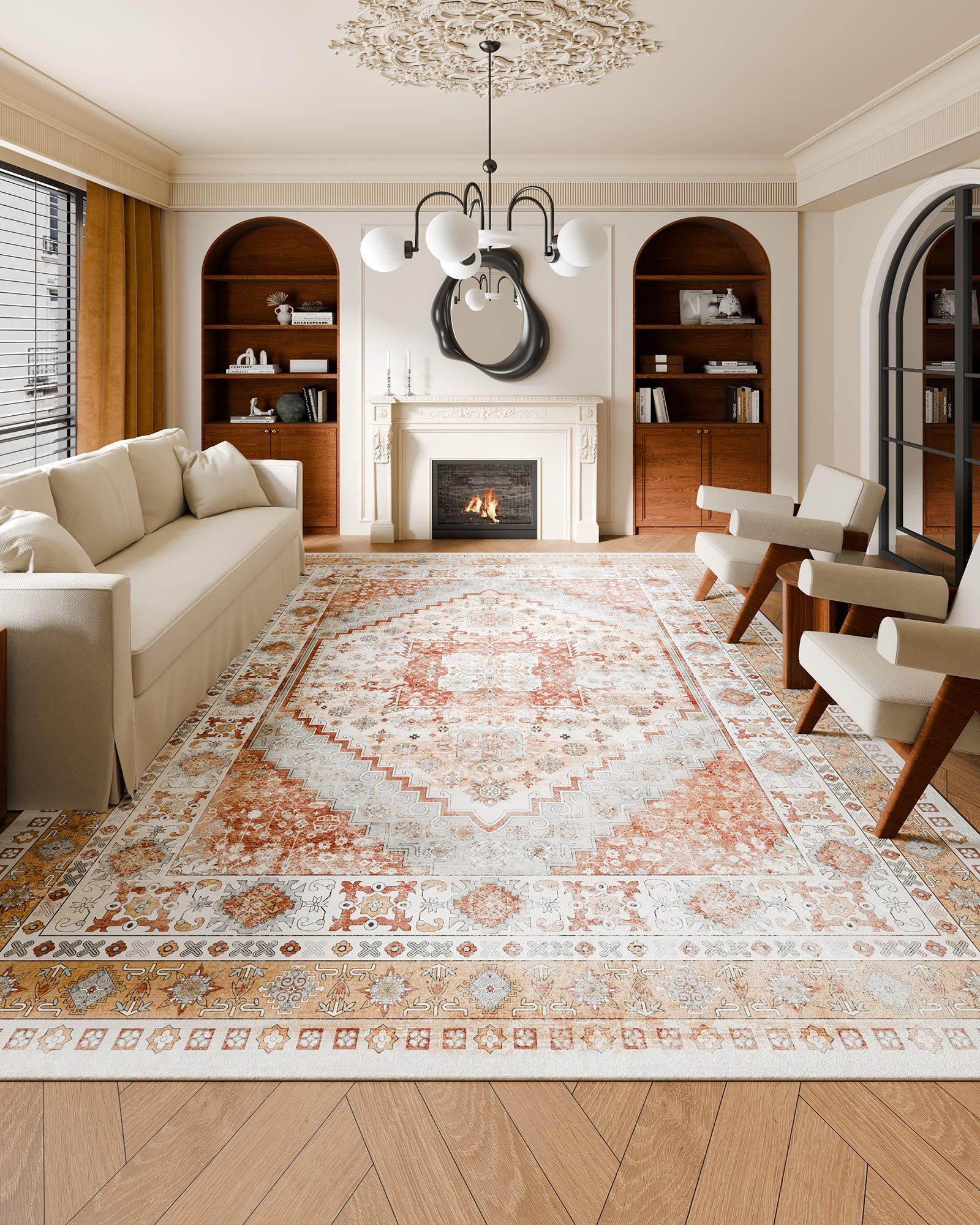Area Rug, 2743.2 x 3658 mm Large Washable Rug, Non-Slip and Tear-Resistant Soft Carpet, Pet & Child Friendly V952-JXTDDT9X12FTBTP1I001V0