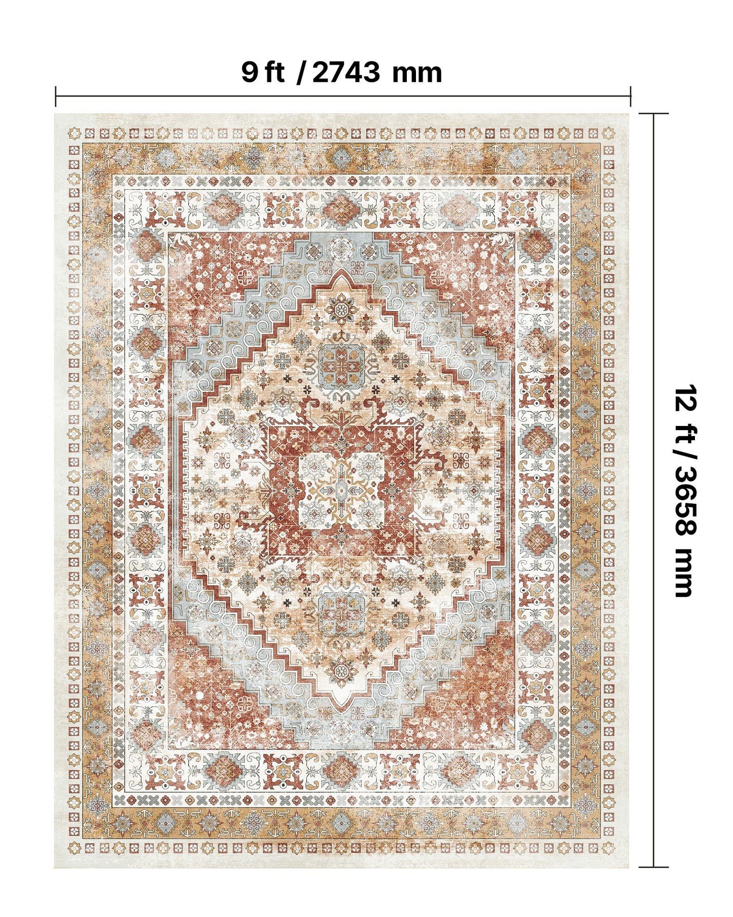 Area Rug, 2743.2 x 3658 mm Large Washable Rug, Non-Slip and Tear-Resistant Soft Carpet, Pet & Child Friendly V952-JXTDDT9X12FTBTP1I001V0