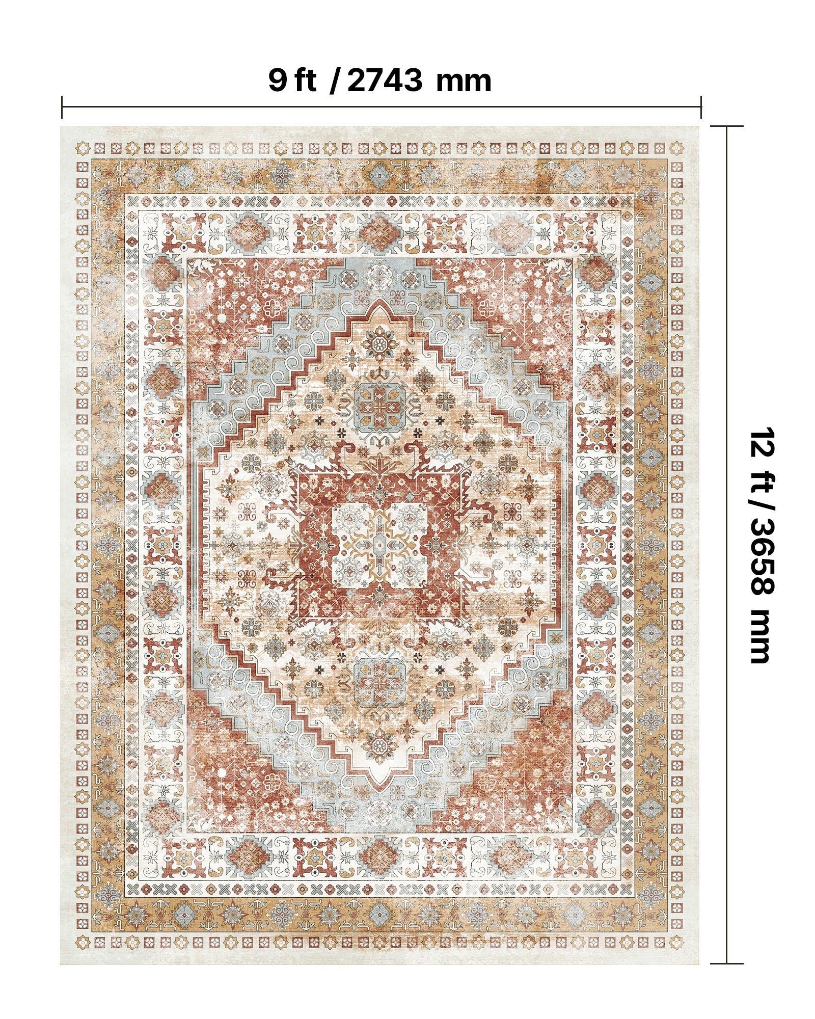 Area Rug, 2743.2 x 3658 mm Large Washable Rug, Non-Slip and Tear-Resistant Soft Carpet, Pet & Child Friendly V952-JXTDDT9X12FTBTP1I001V0