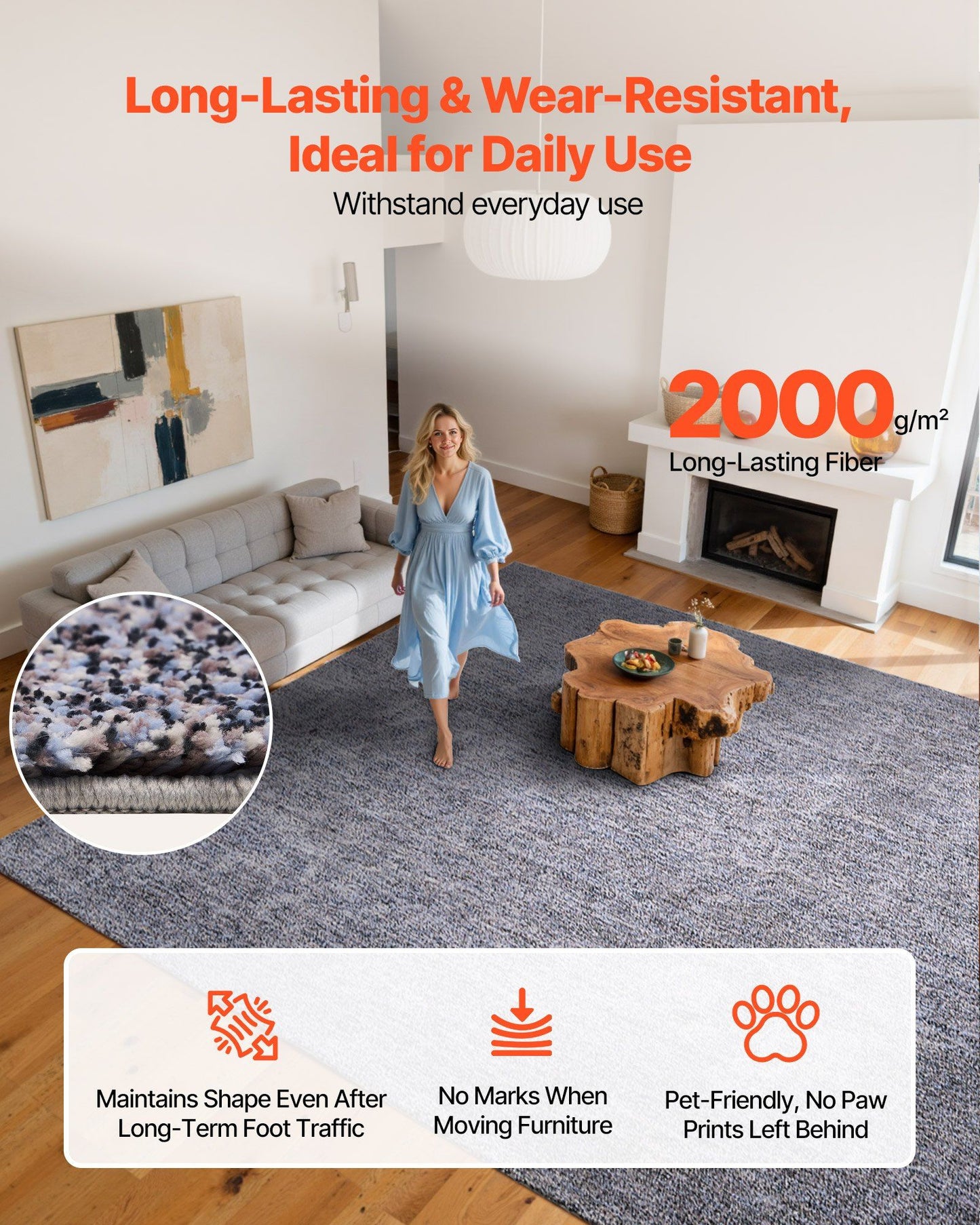 Indoor Plush Area Rugs, 2.74 x 3.66 m Plush Carpet, Area Rugs Furry with Long Plushs Pile, Thick & Durable V952-JXTDDTSSCR9X6FZJ6001V0