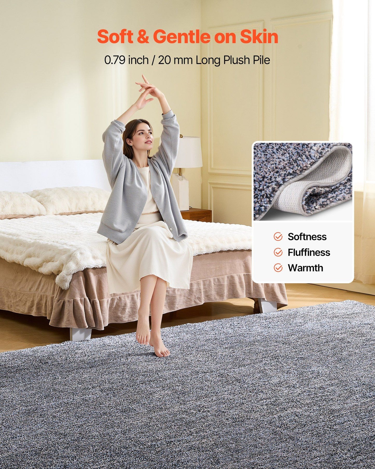 Indoor Plush Area Rugs, 2.74 x 3.66 m Plush Carpet, Area Rugs Furry with Long Plushs Pile, Thick & Durable V952-JXTDDTSSCR9X6FZJ6001V0