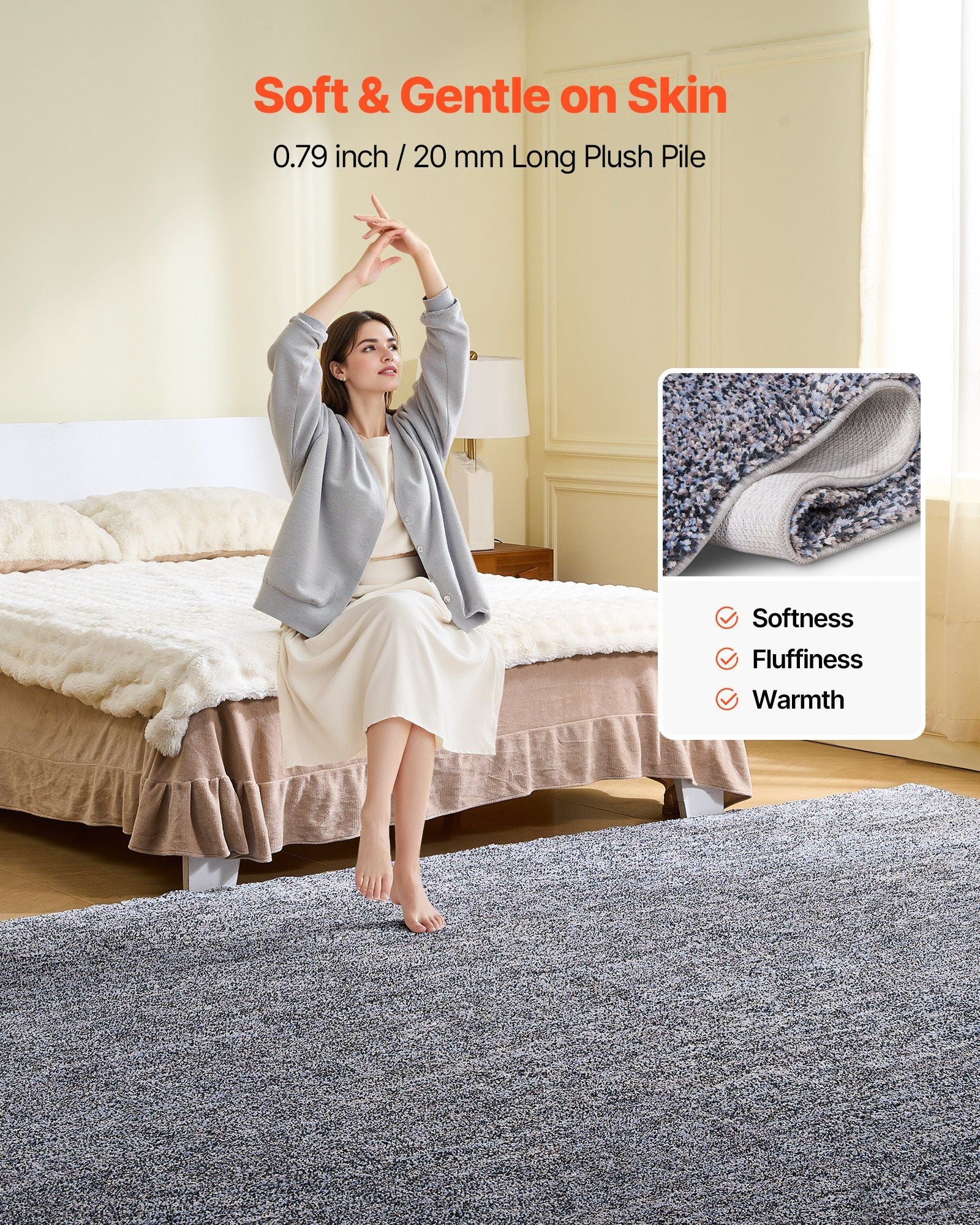 Indoor Plush Area Rugs, 2.74 x 3.66 m Plush Carpet, Area Rugs Furry with Long Plushs Pile, Thick & Durable V952-JXTDDTSSCR9X6FZJ6001V0