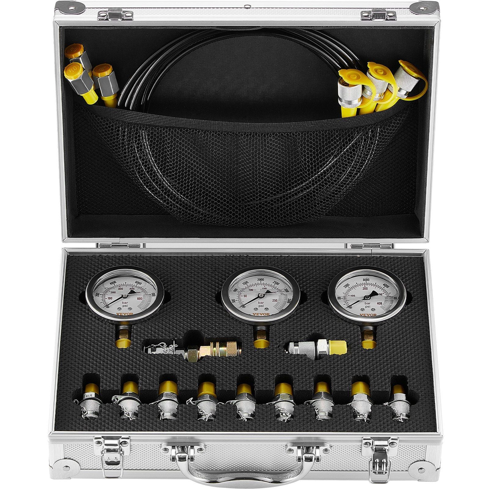 Hydraulic Pressure Test Kit, 250/400/600bar, 3 Gauges 11 Test Couplings 3 Test Hoses, Excavator Hydraulic V952-JXYBZ3T11G0050BLLV0
