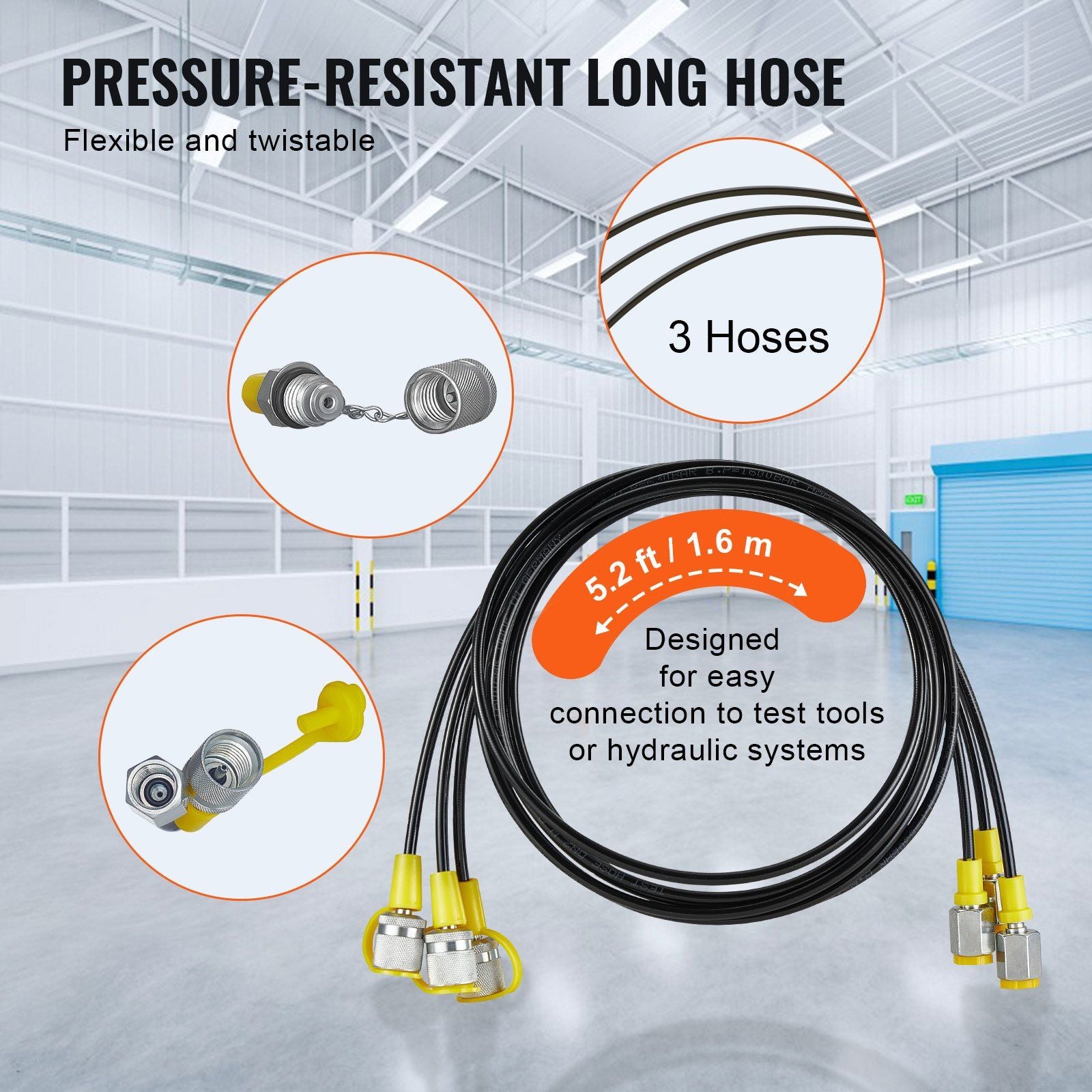 Hydraulic Pressure Test Kit, 250/400/600bar, 3 Gauges 11 Test Couplings 3 Test Hoses, Excavator Hydraulic V952-JXYBZ3T11G0050BLLV0