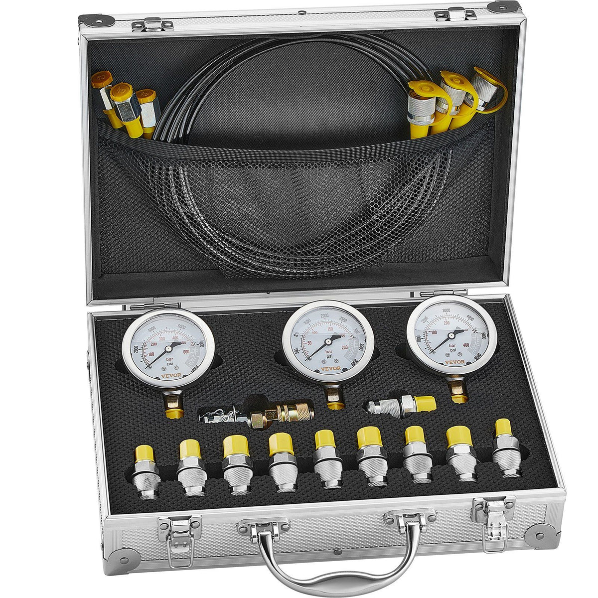 Hydraulic Pressure Test Kit, 250/400/600bar, 3 Gauges 11 Test Couplings 3 Test Hoses, Excavator Hydraulic V952-JXYBZ3T11G0050BLLV0