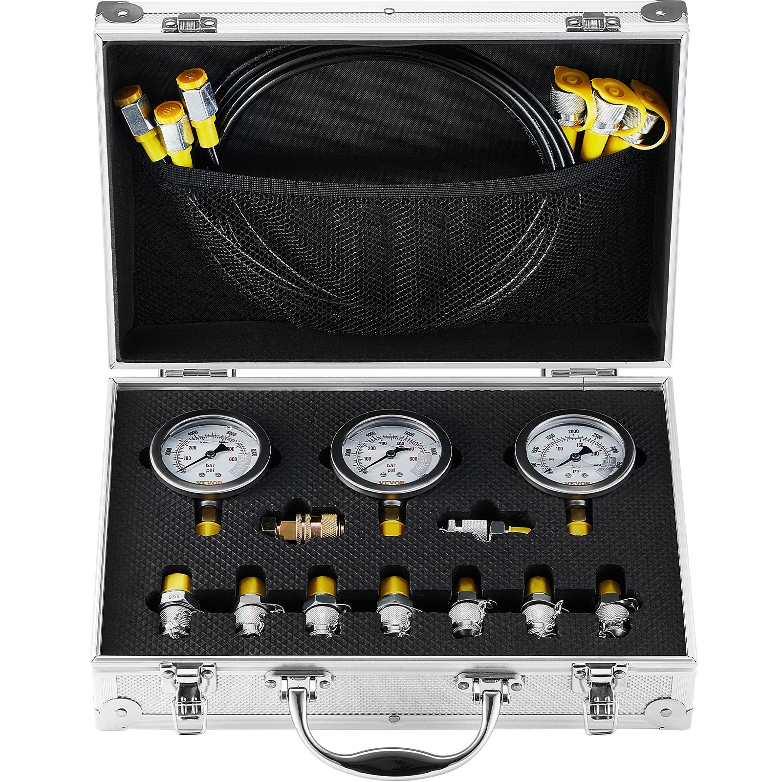 Hydraulic Pressure Test Kit, 250/400/600bar, 3 Gauges 9 Test Couplings 3 Test Hoses, Excavator Hydraulic Test V952-JXYBZ3T9G000XHZ9IV0