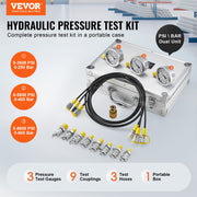 Hydraulic Pressure Test Kit, 250/400/600bar, 3 Gauges 9 Test Couplings 3 Test Hoses, Excavator Hydraulic Test V952-JXYBZ3T9G000XHZ9IV0