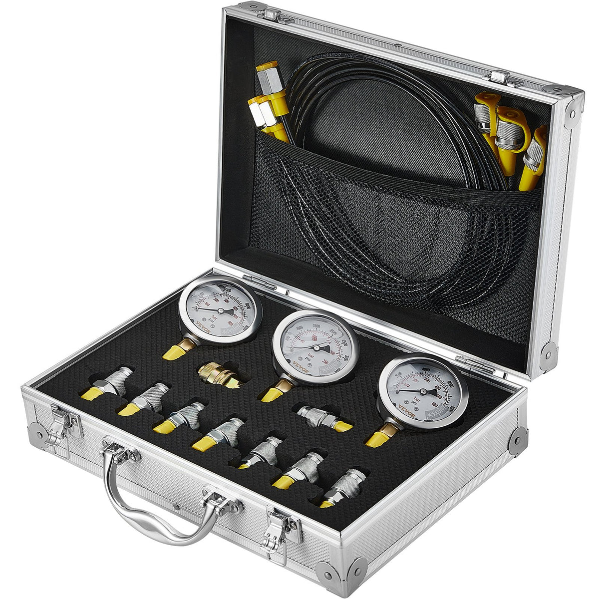 Hydraulic Pressure Test Kit, 250/400/600bar, 3 Gauges 9 Test Couplings 3 Test Hoses, Excavator Hydraulic Test V952-JXYBZ3T9G000XHZ9IV0