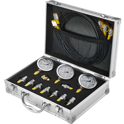 Hydraulic Pressure Test Kit, 250/400/600bar, 3 Gauges 9 Test Couplings 3 Test Hoses, Excavator Hydraulic Test V952-JXYBZ3T9G000XHZ9IV0