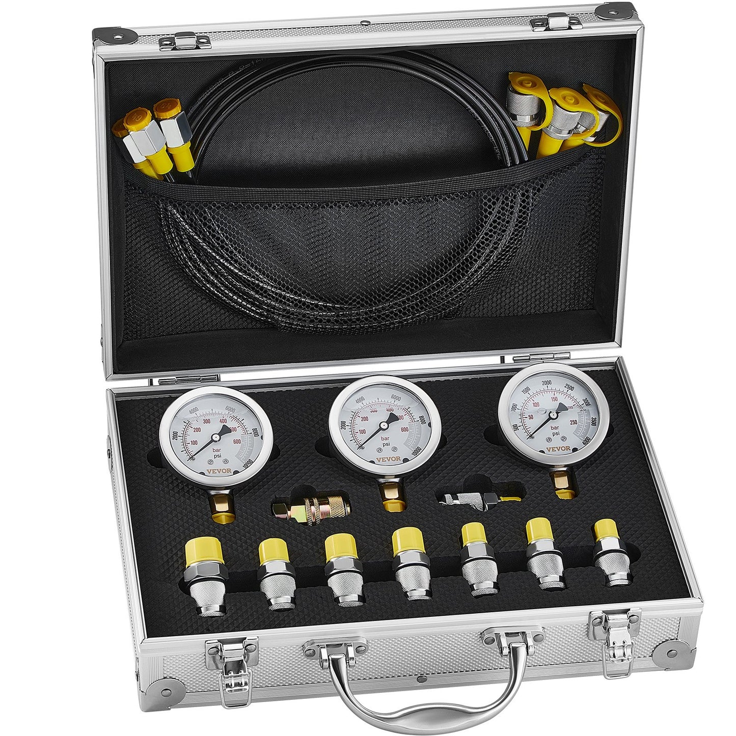 Hydraulic Pressure Test Kit, 250/400/600bar, 3 Gauges 9 Test Couplings 3 Test Hoses, Excavator Hydraulic Test V952-JXYBZ3T9G000XHZ9IV0