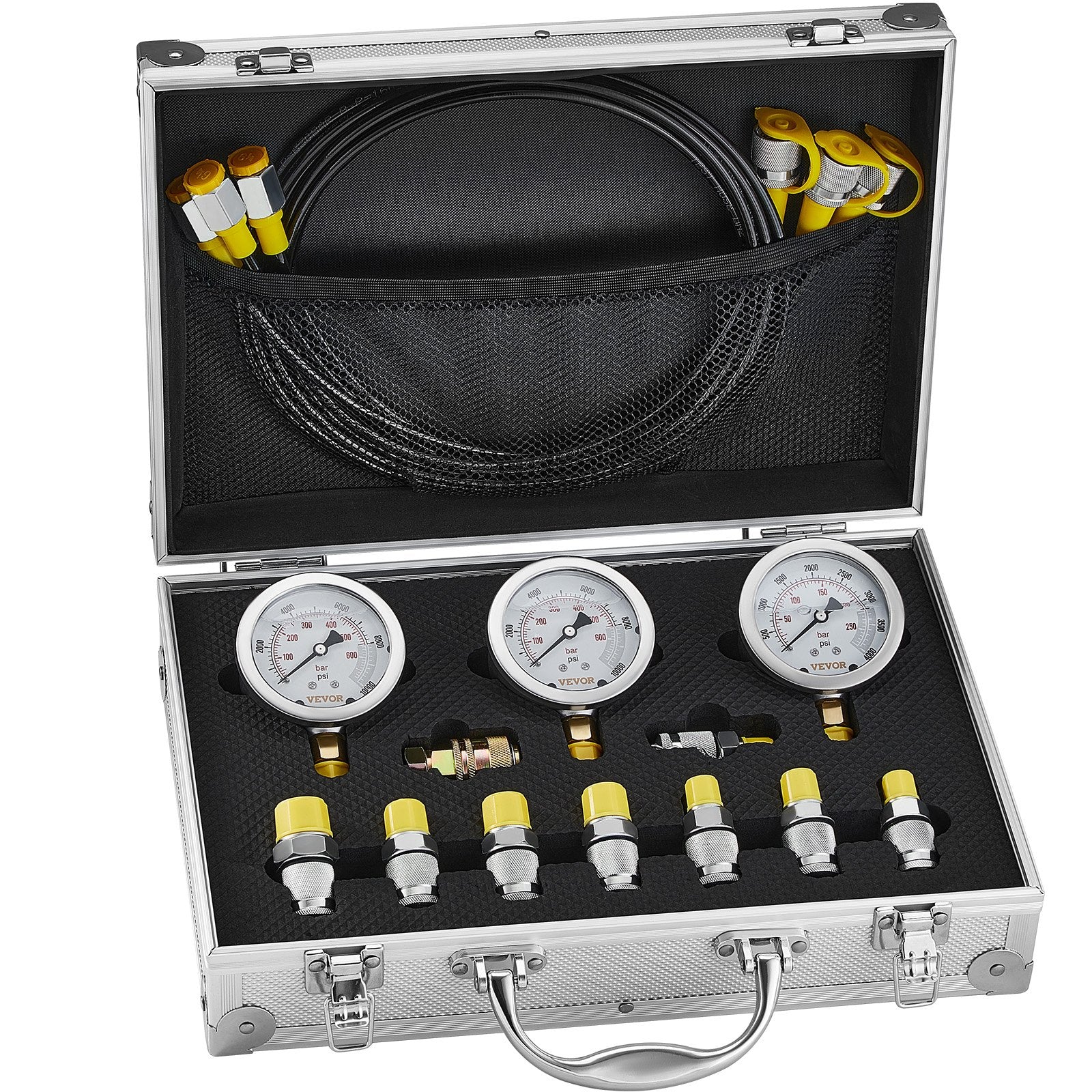 Hydraulic Pressure Test Kit, 250/400/600bar, 3 Gauges 9 Test Couplings 3 Test Hoses, Excavator Hydraulic Test V952-JXYBZ3T9G000XHZ9IV0