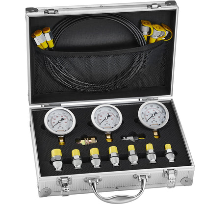 Hydraulic Pressure Test Kit, 250/400/600bar, 3 Gauges 9 Test Couplings 3 Test Hoses, Excavator Hydraulic Test V952-JXYBZ3T9G000XHZ9IV0