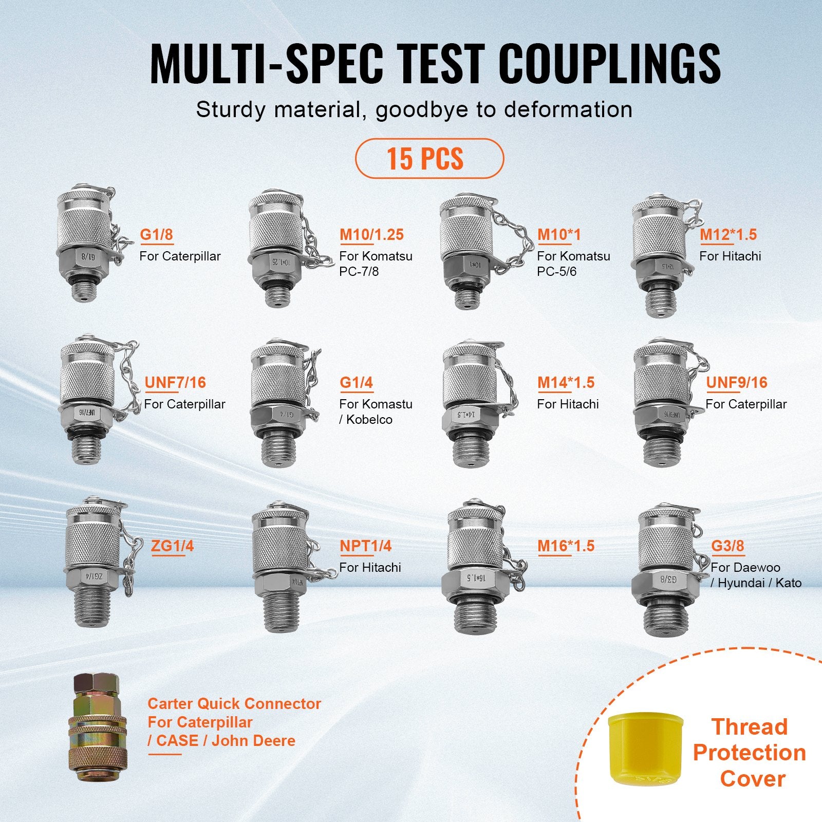 Hydraulic Pressure Test Kit, 10/100/250/400/600bar, 5 Gauges 13 Couplings 14 Tee Connectors 5 Test Hoses, V952-JXYBZ5T13G0031N8JV0