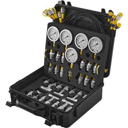 Hydraulic Pressure Test Kit, 10/100/250/400/600bar, 5 Gauges 13 Couplings 14 Tee Connectors 5 Test Hoses, V952-JXYBZ5T13G0031N8JV0