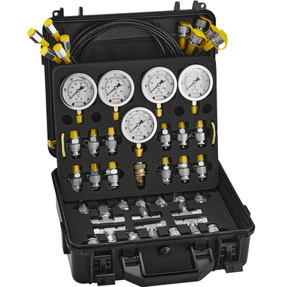 Hydraulic Pressure Test Kit, 10/100/250/400/600bar, 5 Gauges 13 Couplings 14 Tee Connectors 5 Test Hoses, V952-JXYBZ5T13G0031N8JV0