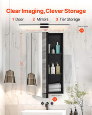 Medicine Cabinet, 14 x 24 inches, Medicine Cabinet for Bathroom with Mirror, Aluminum Frame Bathroom Wall V952-JXYJJXJ1424I3OO5PV0