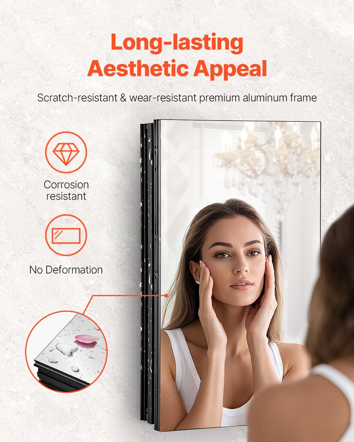 Medicine Cabinet, 14 x 24 inches, Medicine Cabinet for Bathroom with Mirror, Aluminum Frame Bathroom Wall V952-JXYJJXJ1424I3OO5PV0