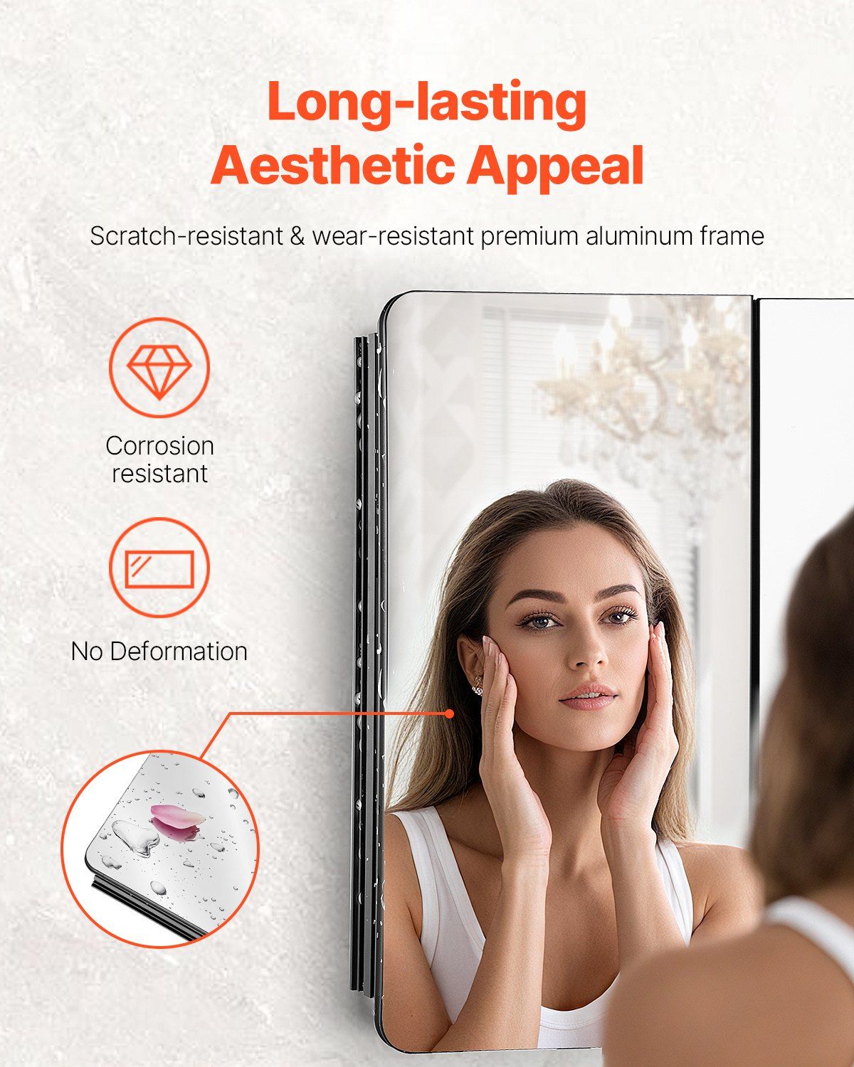 Medicine Cabinet, 25.5 x 40 inch, Medicine Cabinet for Bathroom with Mirror, Aluminum Frame Bathroom Wall V952-JXYJJXJ25540X2HYLV0