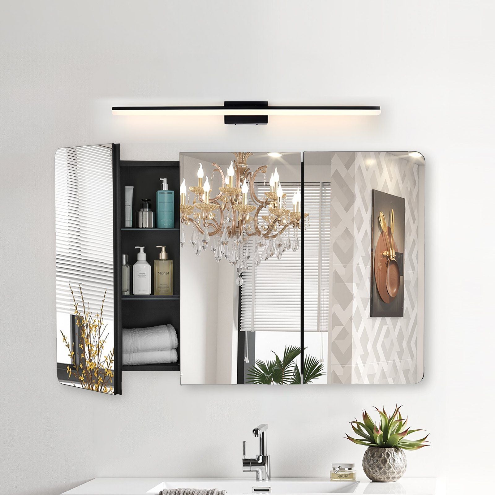 Medicine Cabinet, 25.5 x 40 inch, Medicine Cabinet for Bathroom with Mirror, Aluminum Frame Bathroom Wall V952-JXYJJXJ25540X2HYLV0