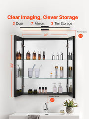 Medicine Cabinet, 26 x 30 inch, Medicine Cabinet for Bathroom with Mirror, Aluminum Frame Bathroom Wall V952-JXYJJXJ2630IPL2I7V0