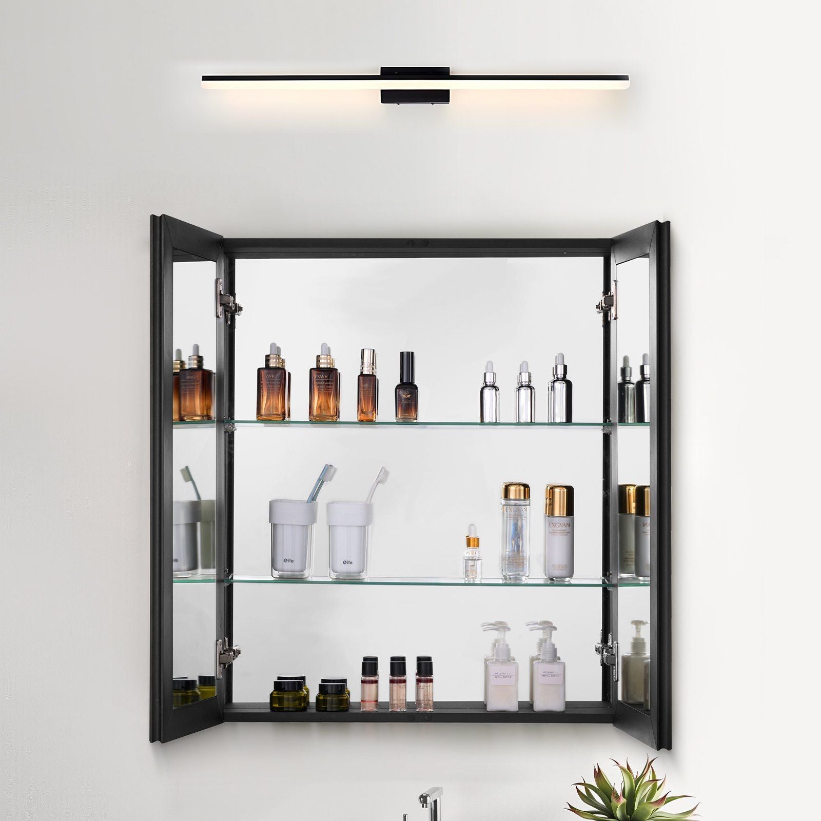 Medicine Cabinet, 26 x 30 inch, Medicine Cabinet for Bathroom with Mirror, Aluminum Frame Bathroom Wall V952-JXYJJXJ2630IPL2I7V0