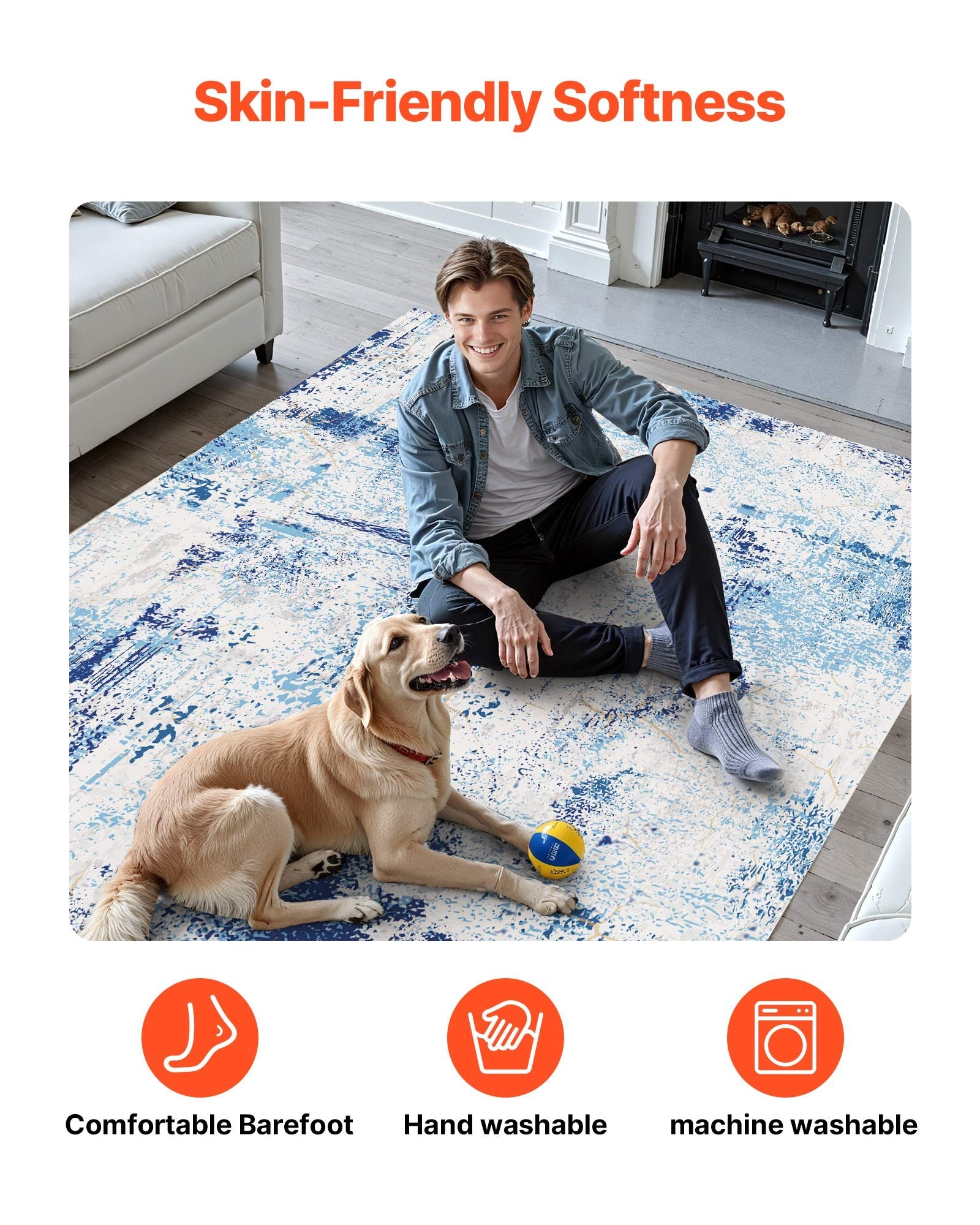 Area Rug, 1524x2133.6mm Large Washable Rug, Non-Slip and Tear-Resistant Soft Carpet, Pet & Child Friendly V952-JXZXDT5X7FTX23OBS001V0