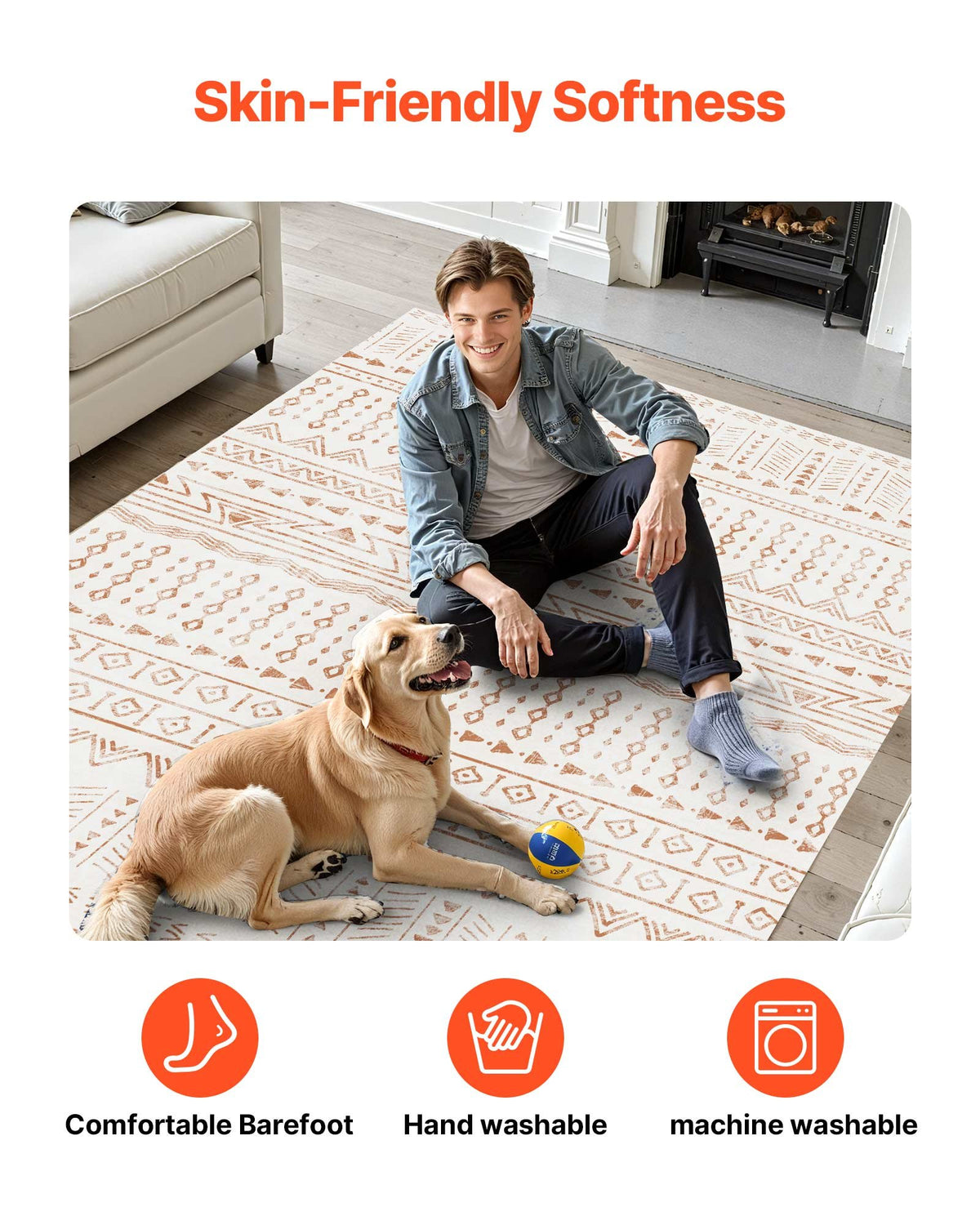 Area Rug, 1524x2133.6mm Large Washable Rug, Non-Slip Tear-Resistant Soft Carpet, Pet & Child Friendly Modern V952-JXZXDT5X7FTXC1AZU001V0