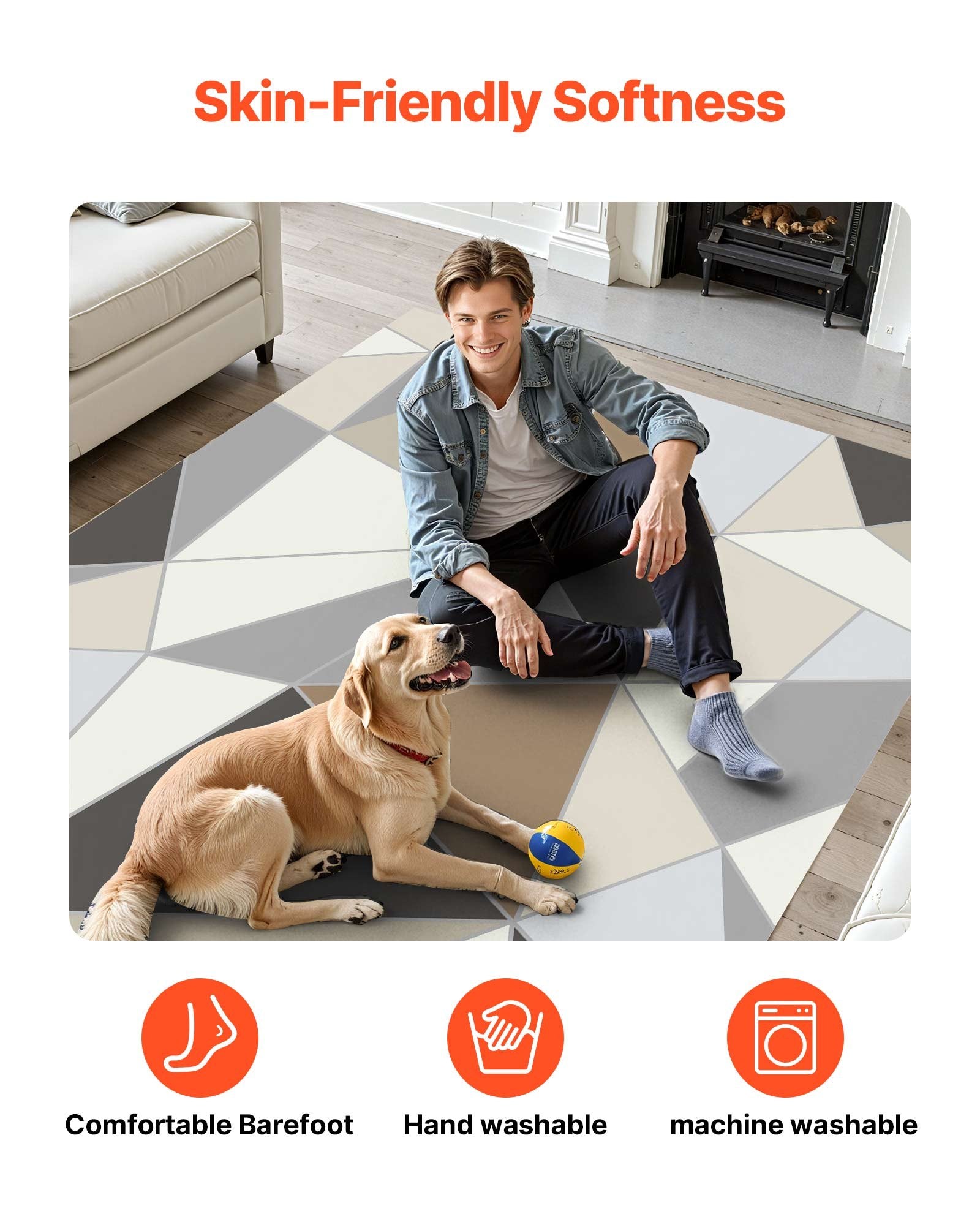 Area Rug, 1524x2133.6mm Large Washable Rug, Non-Slip Tear-Resistant Soft Carpet, Pet & Child Friendly Modern V952-JXZXDT5X7FTXKRKEU001V0