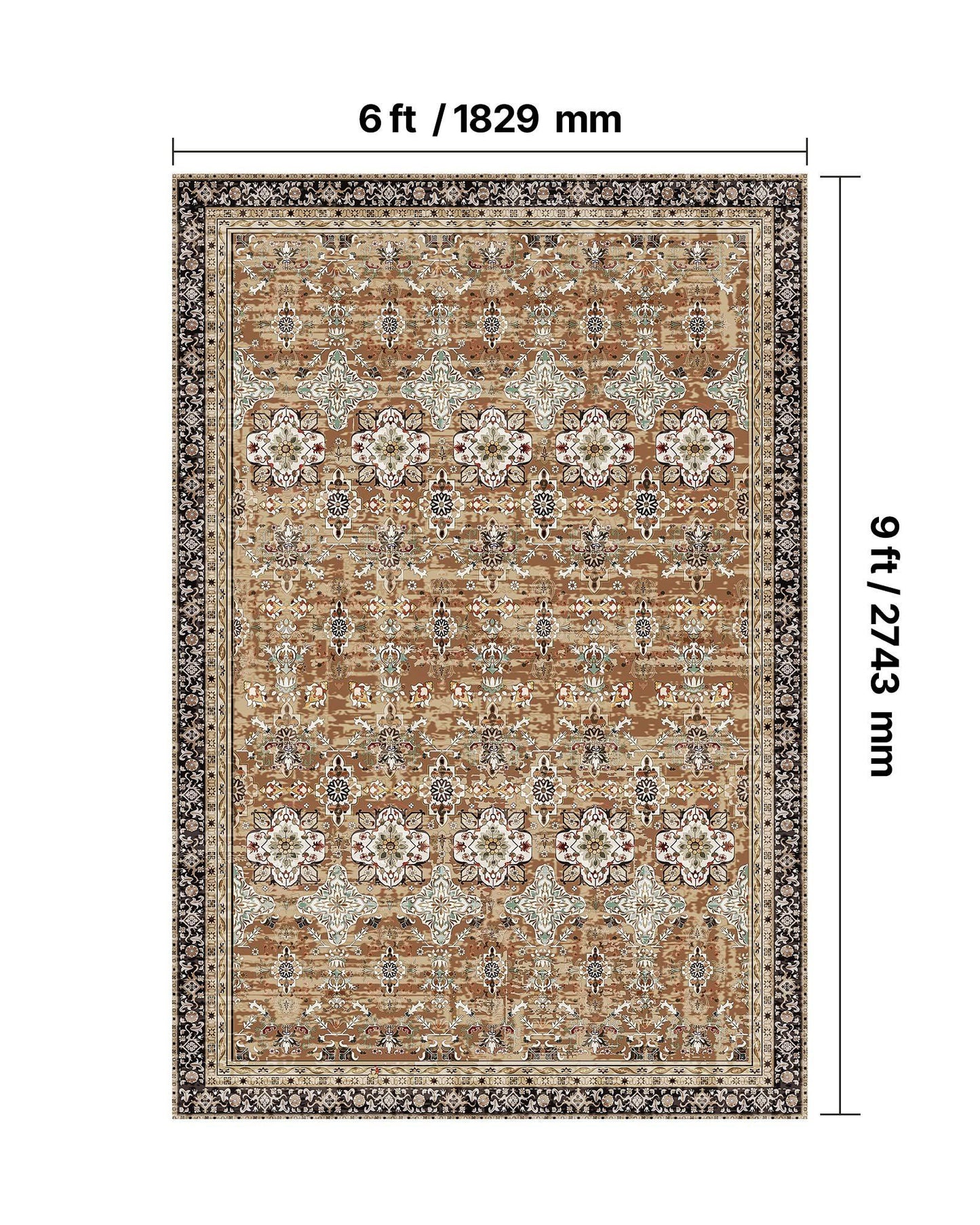 Area Rug, 1828.8x2743.2mm Large Washable Rug, Non-Slip Tear-Resistant Soft Carpet, Pet & Child Friendly V952-JXZXDT6X9FTF3O5Q8001V0