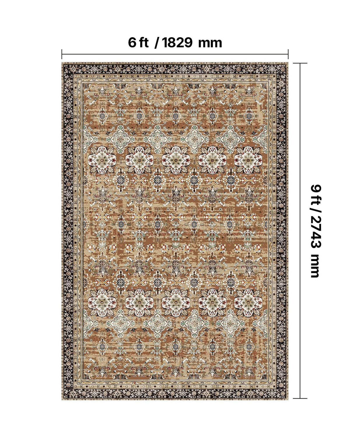 Area Rug, 1828.8x2743.2mm Large Washable Rug, Non-Slip Tear-Resistant Soft Carpet, Pet & Child Friendly V952-JXZXDT6X9FTF3O5Q8001V0