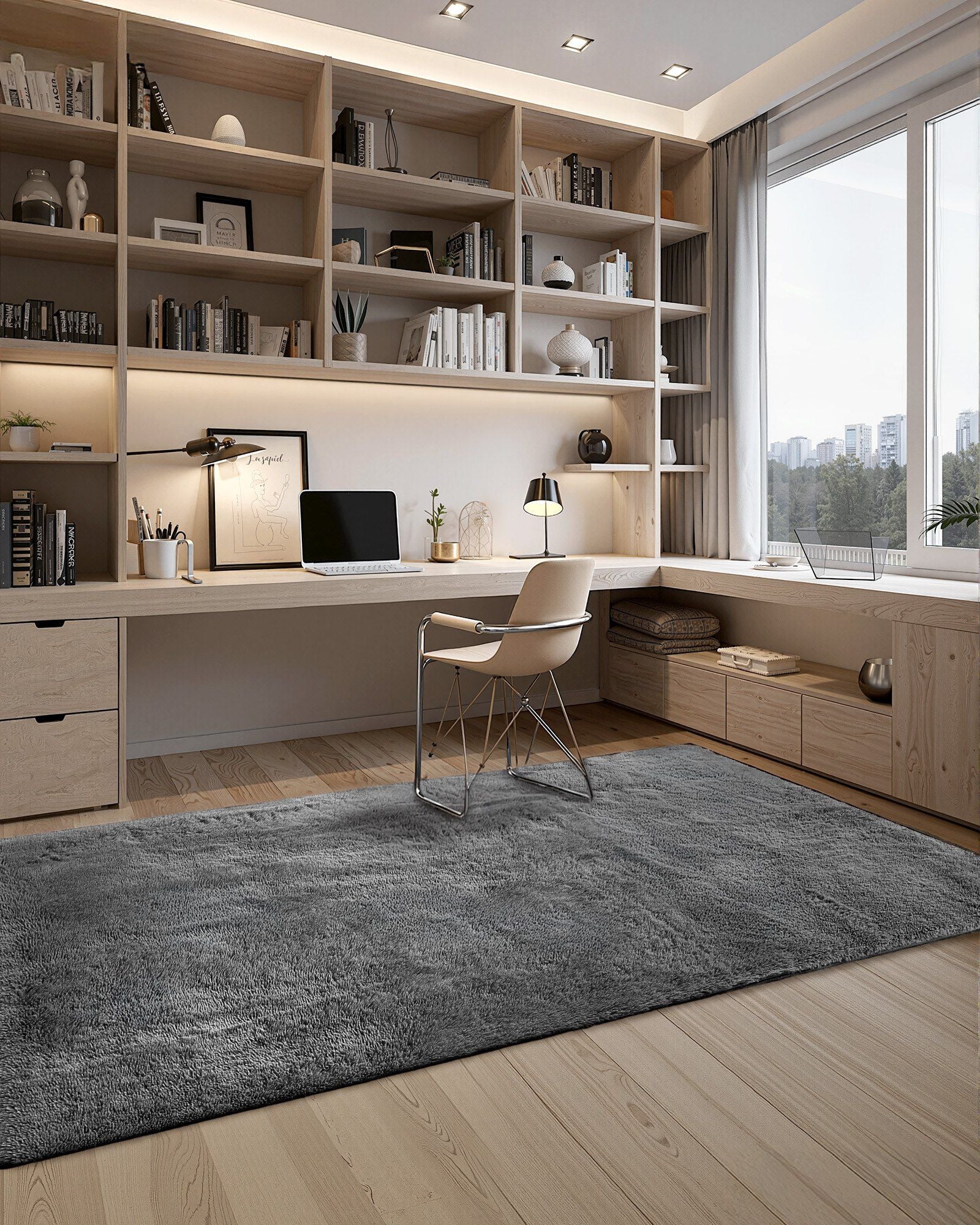 Indoor Plush Area Rugs, 1.52 x 2.44 m Soft Plush Carpet, Furry Shag Area Rugs for Living Room, Bedroom, V952-JXZXDTSM5X8FIY14O001V0