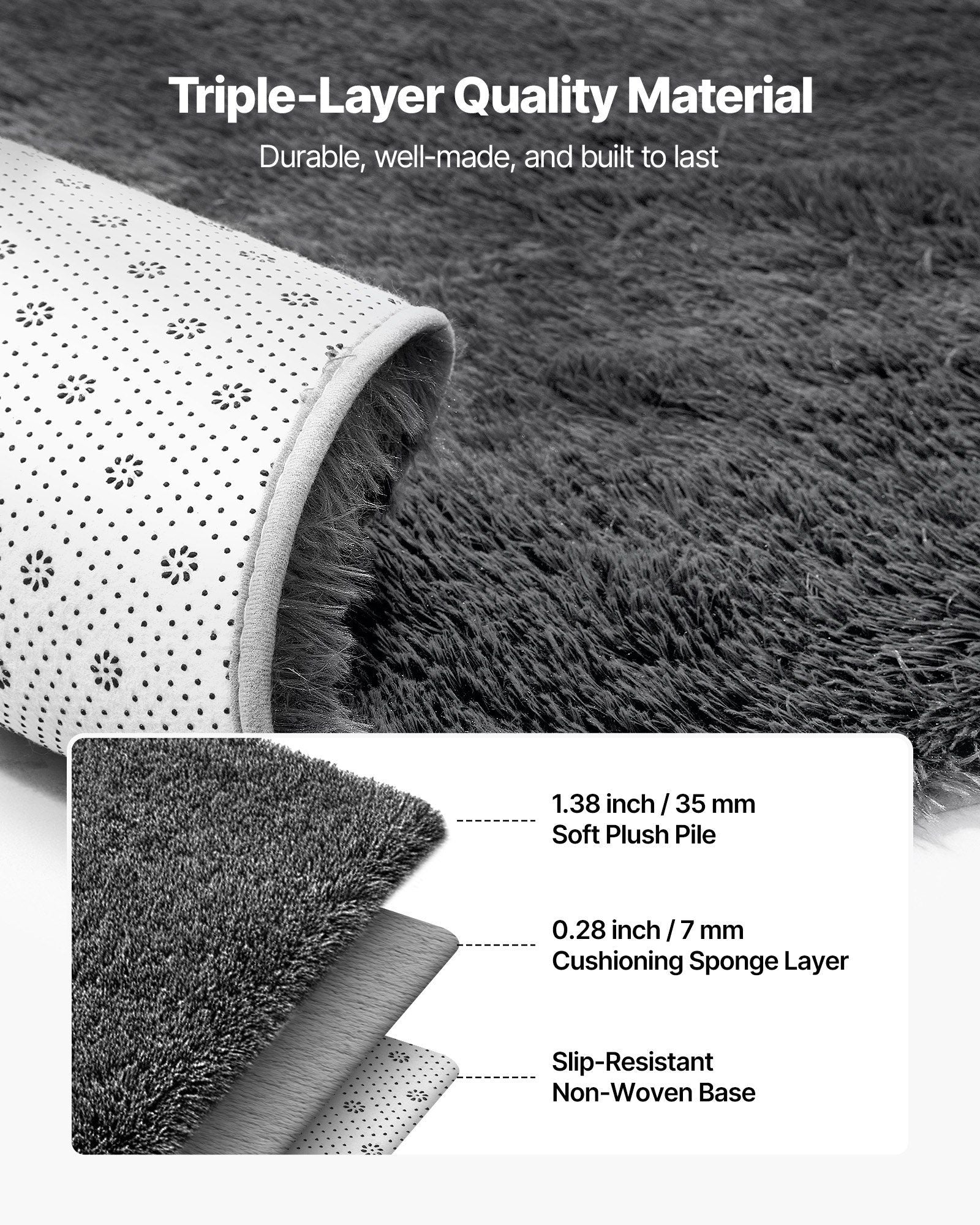 Indoor Plush Area Rugs, 1.52 x 2.44 m Soft Plush Carpet, Furry Shag Area Rugs for Living Room, Bedroom, V952-JXZXDTSM5X8FIY14O001V0