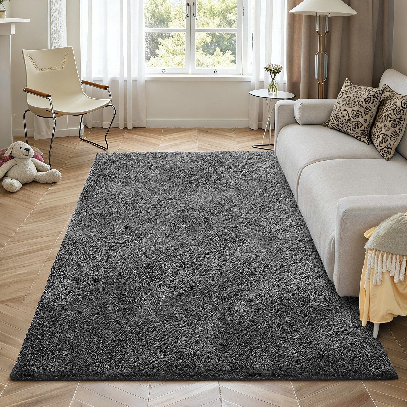 Indoor Plush Area Rugs, 1.52 x 2.44 m Soft Plush Carpet, Furry Shag Area Rugs for Living Room, Bedroom, V952-JXZXDTSM5X8FIY14O001V0