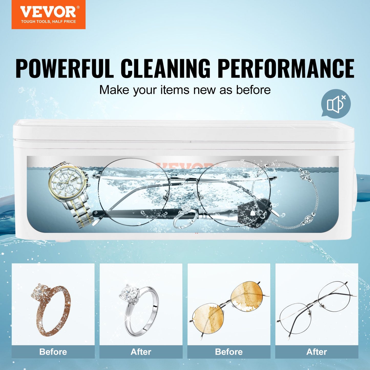 Jewelry Cleaner Ultrasonic Machine, Ultrasonic Cleaner Machine 16oz (470ml) with 4 Timer Modes, Portable V952-JYCSBQXJ35W4BF11TV3
